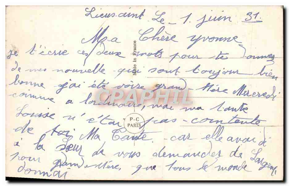 Couple amoureux — texte poétique — PC Paris n°3401 — Verso
