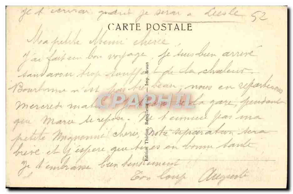 CPA Bourbonne Les Bains Etablissement Thermal et Buvette — Rückseite