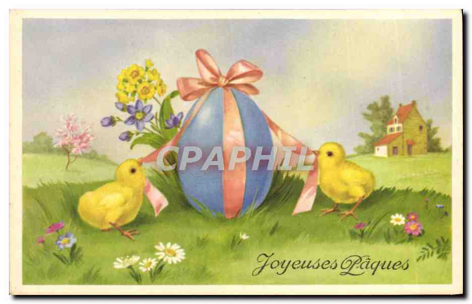 CPA Fantaisie Joyeuses Paques Poussins