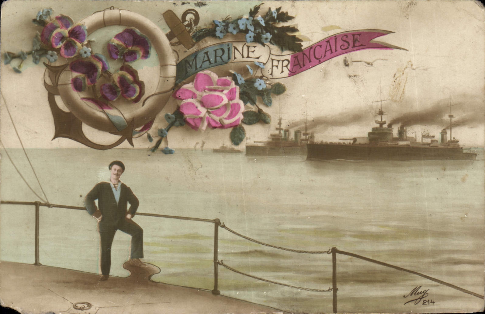 CPA Fantaisie Marine Francaise Marin Bateau