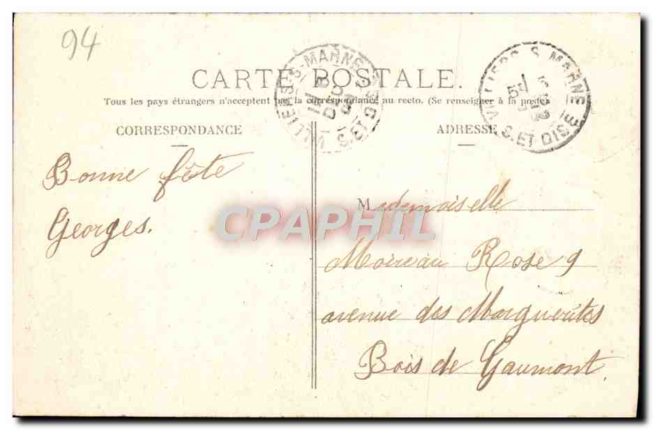 CPA Nogent Sur Marne L'Eglise — Rückseite