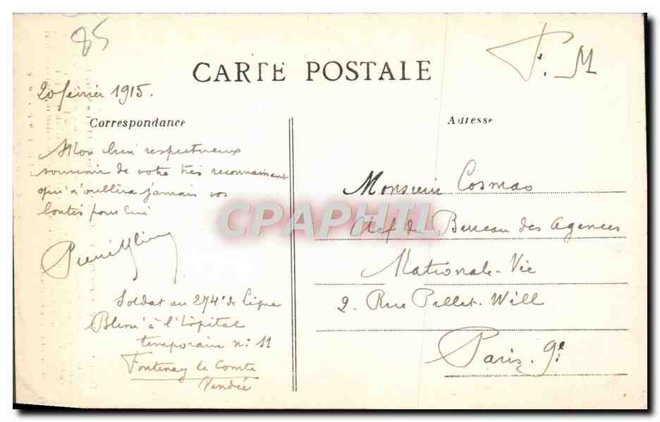 CPA Fontenay Le Comte Interieur de l'Eglise Notre Dame — Rückseite