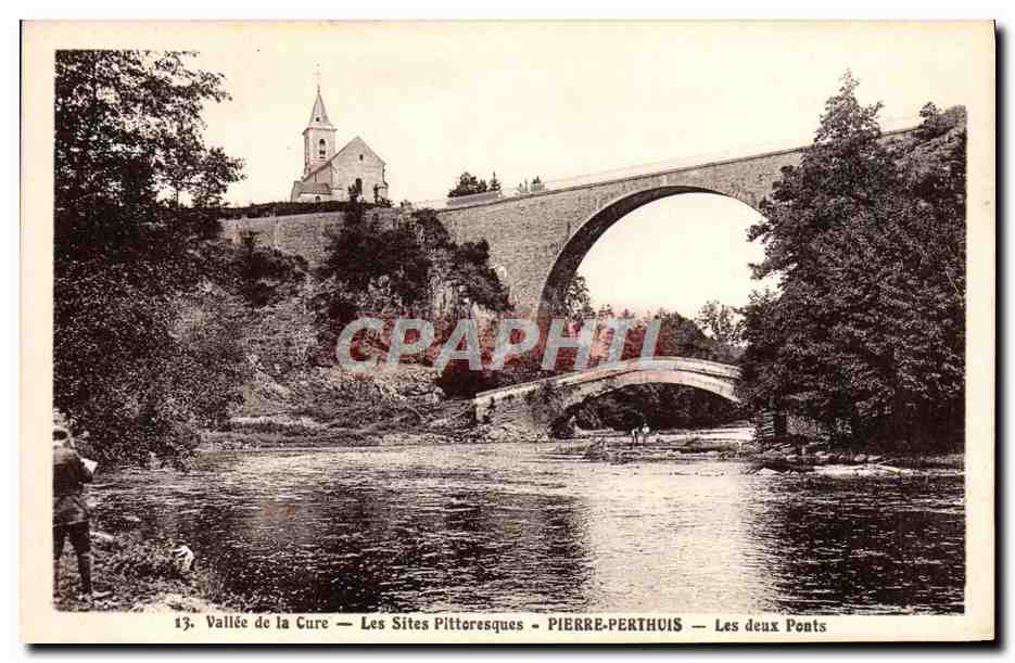 CPA Vallee de la Cure Les Sites Pittoresques Pierre Perthois Les deux ponts