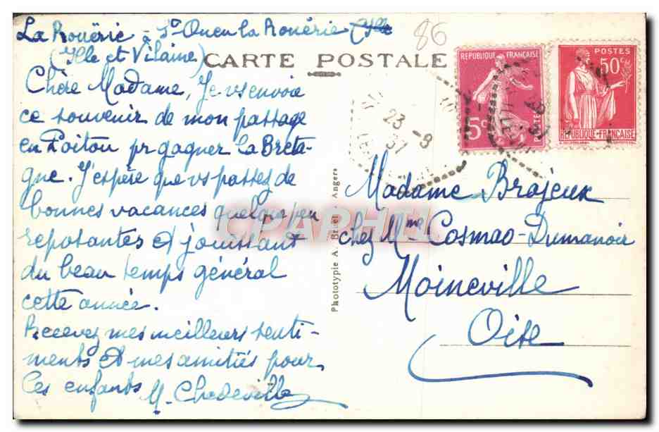 CPA Poitiers Le Temple Saint Jean — Rückseite