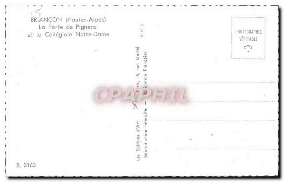 CPM Briancon La Porte de Pignerol et la Collegiale Notre Dame — Rückseite