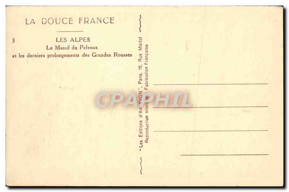 Les Alpes — Le Massif du Pelvoux et les derniers prolongements des Grandes Rousses — Les Éditions d'Art WON, Paris — Verso