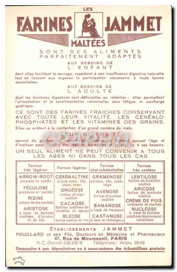 CPA Les Vieilles Provinces de France La Marche Farines Jammet Folklore — Verso