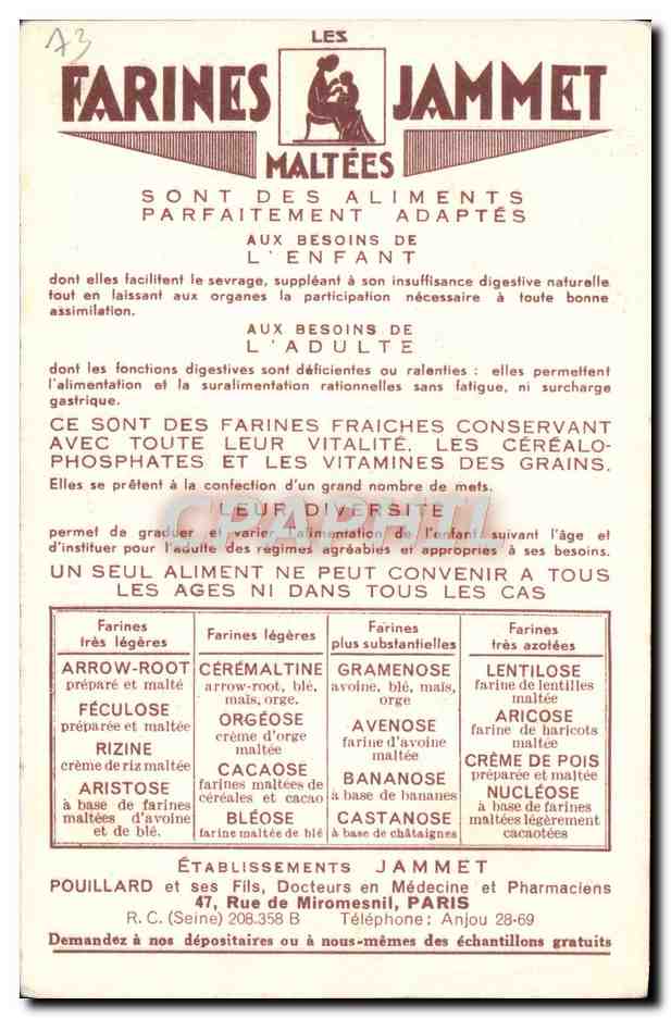 CPA Les Vieilles Provinces de France La Savoie Folklore Farines Jammet — Verso