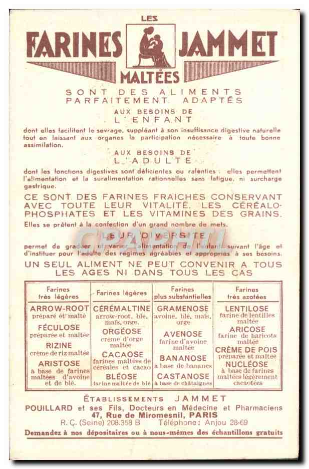 CPA Les Vieilles Provinces de France Le Poitou Farines Jammet Folklore — Verso
