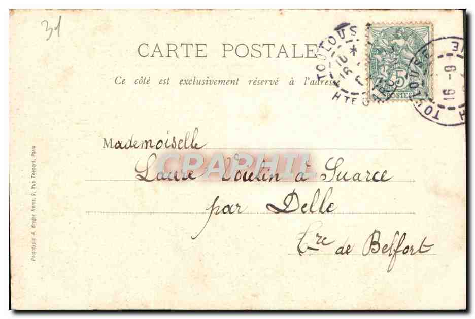 CPA Toulouse Le Lyce Rue des Jacobins — Verso