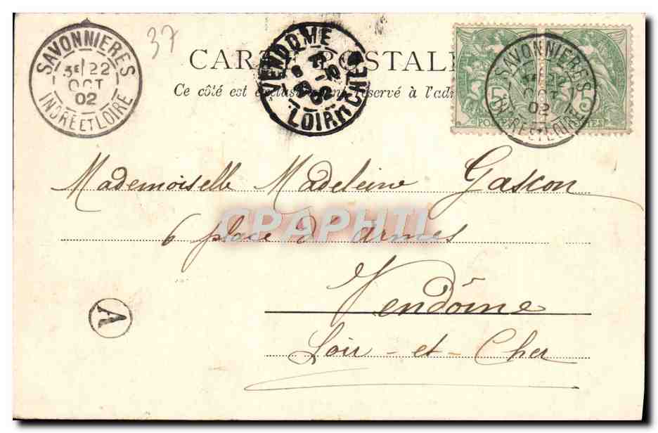 CPA La Cathedrale Tours Cachet Savonnieres — Rückseite