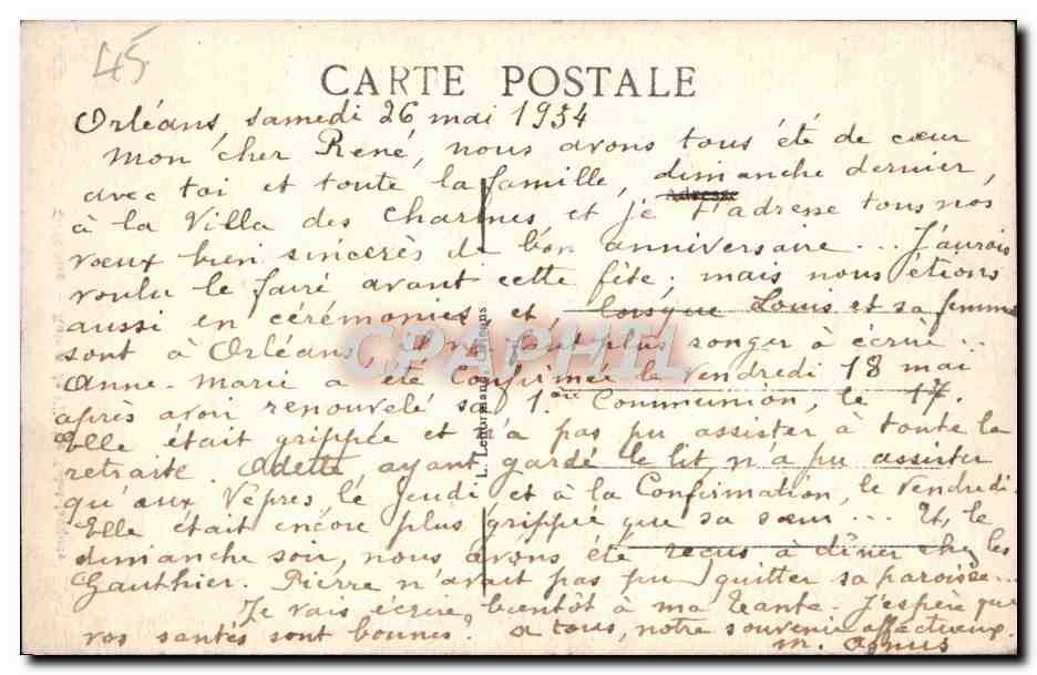 CPA Orleans Ruines De I'Eglise Saint Jacques — Verso