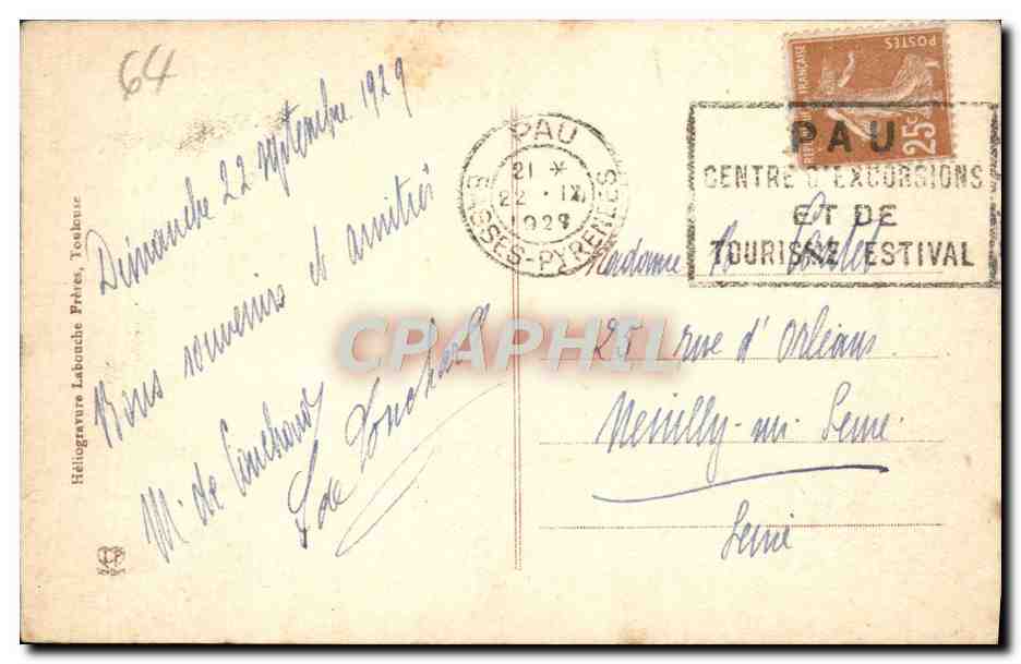 CPA Pau Chateau Henri IV Salon D'Attente — Verso