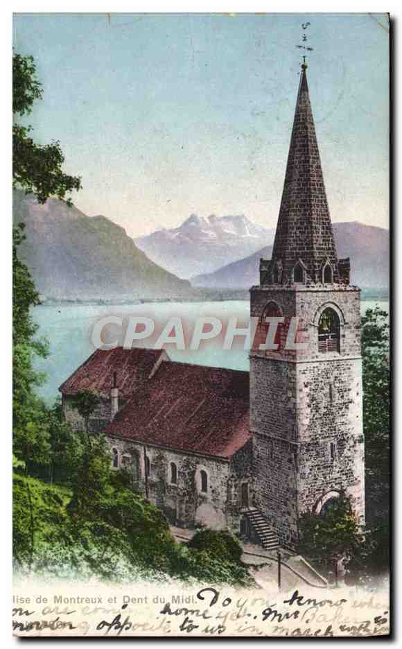 CPA Eglise De Montreux Et Dent Du Midi