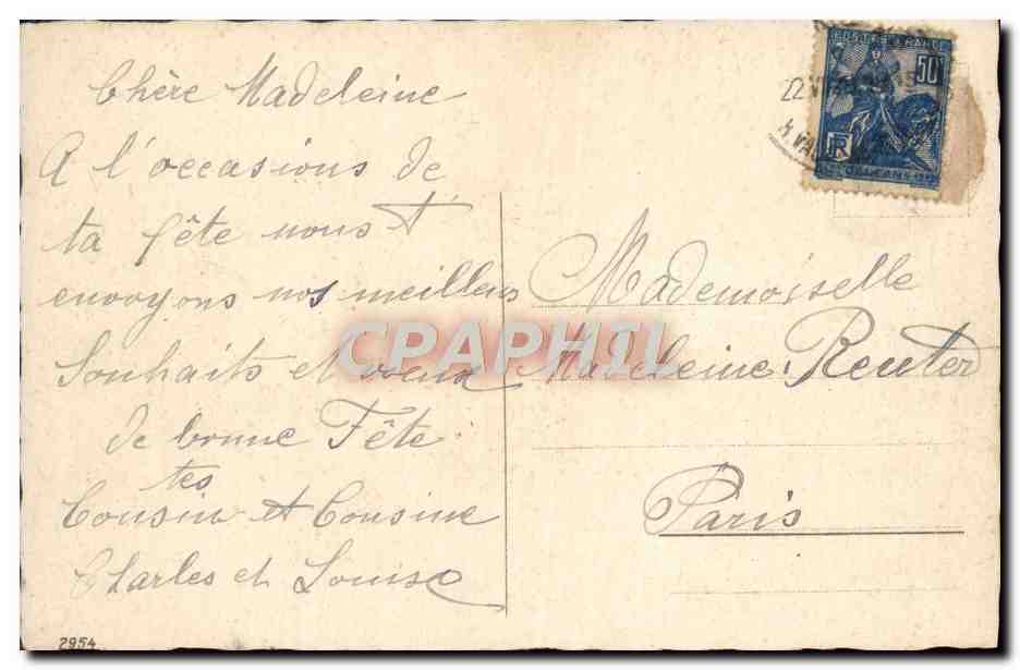 CPA Bonne Fete Fleurs — Verso