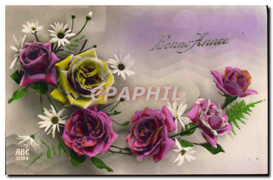 CPA Bonne Annee Fleurs