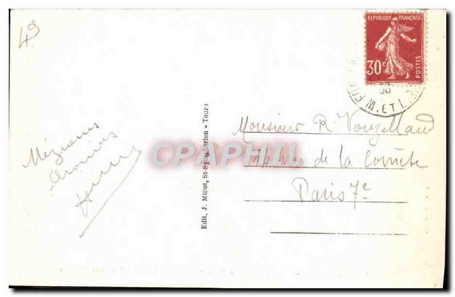 CPA Fontevrault L'Abbaye La Cour Des Cloitres — Verso