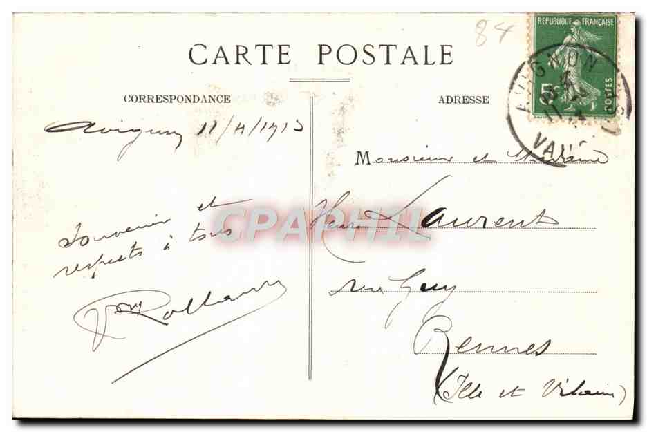 CPA Avignon Font St Bernard — Verso