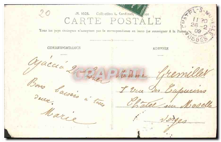 CPA Ajaccio Chambre Ou naquit Napoleon Napoleon 1er — Rückseite