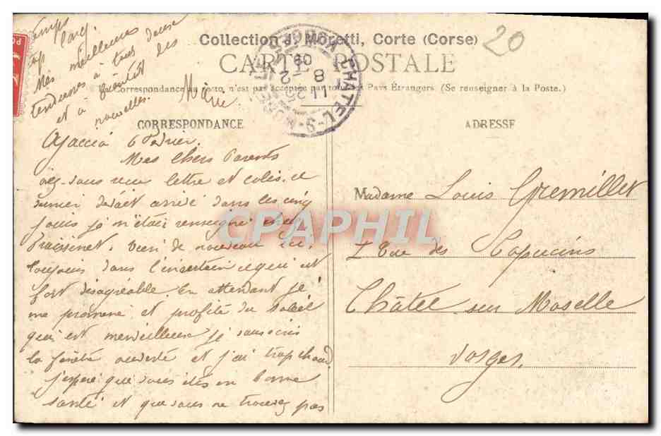 CPA Corse Ajaccio Maison Ou Naquit Napoleon 1er — Rückseite