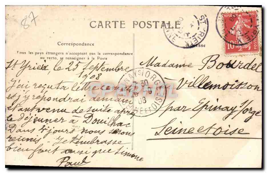 CPA St Yrieix Vue Generale Vue generale vers l'eglise  — Back