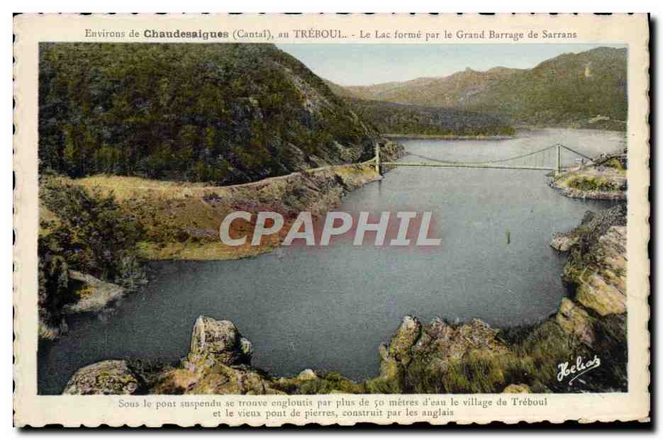 CPA Environs de Chaudesaigues au Treboul Le lac forme par le grand barrage de Sarrans