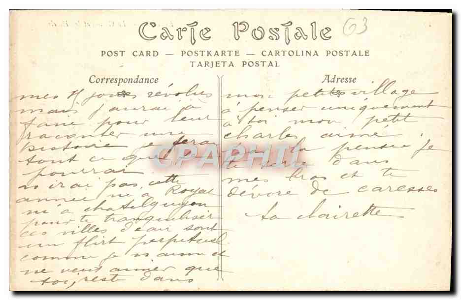 CPA Royat Le Casino Et Les Hotels — Rückseite