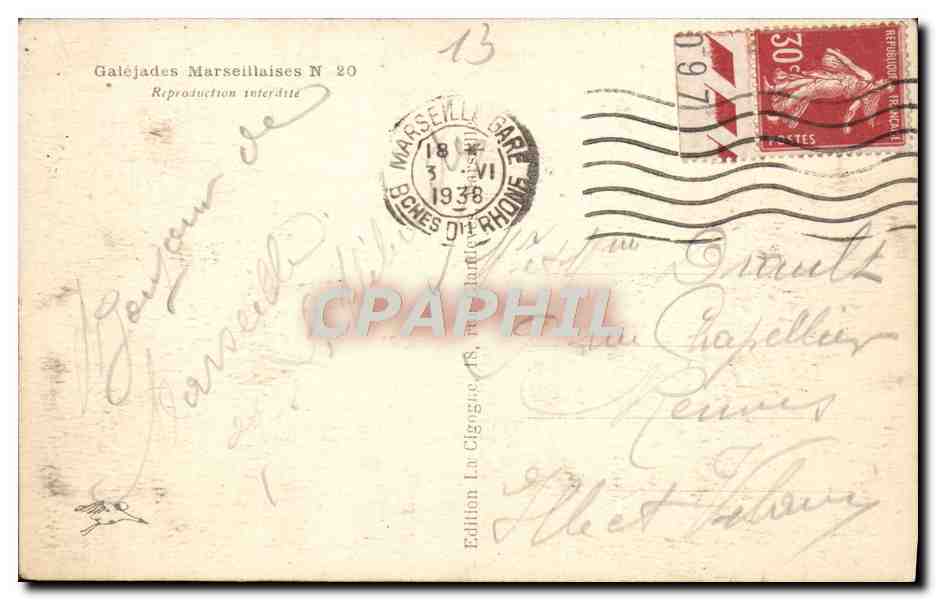 CPA Marseille  — Verso
