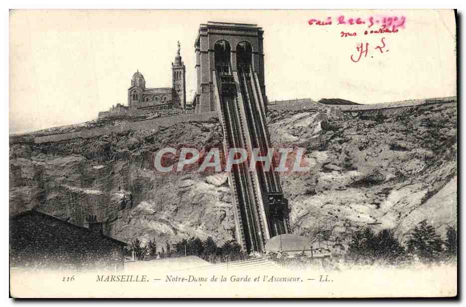 CPA Marseille Notre Dame De La Garde Et I'Ascenseur