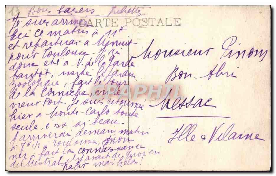 CPA Marseille La Canebiere  — Rückseite