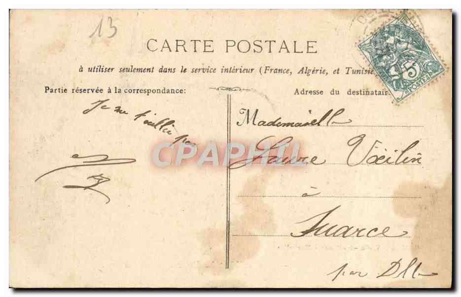 CPA Marseille La Bourse et les Jardins  — Rückseite