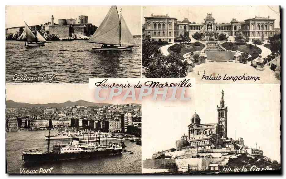 CPM Marseille Chateau d'If Vieux port Palais Longchamp ND de la Garde