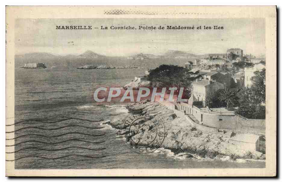 CPA Marseille La Corniche Pointe de Maldorme et les lles 