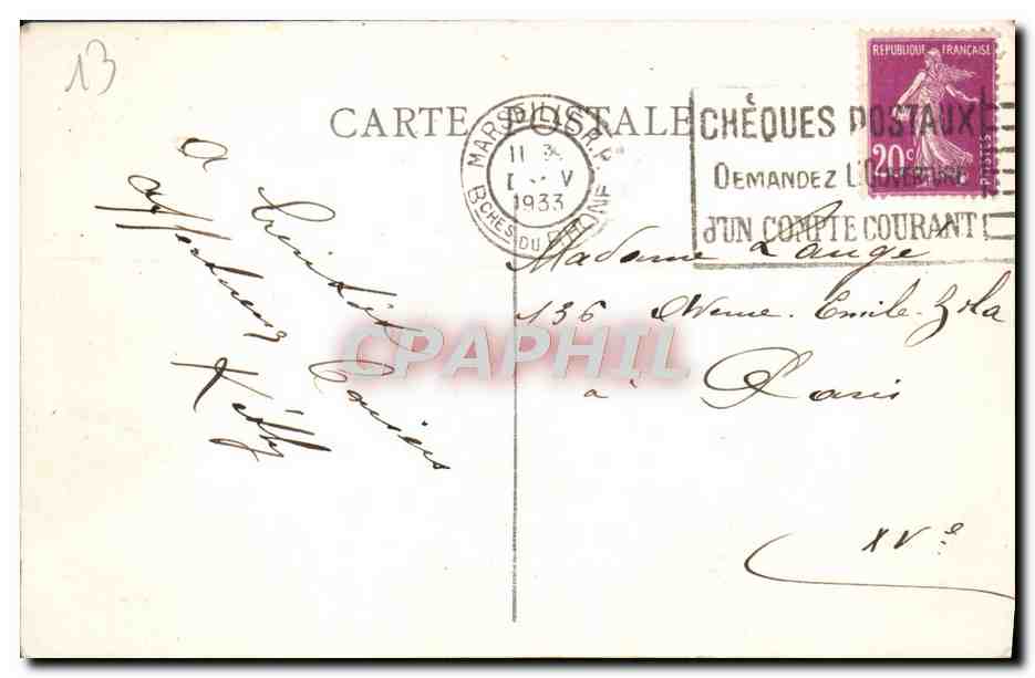 CPA Marseille La Canebiere  — Verso