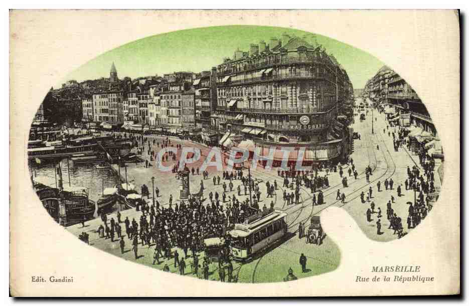 CPA Marseille Rue de la Republique Tramway
