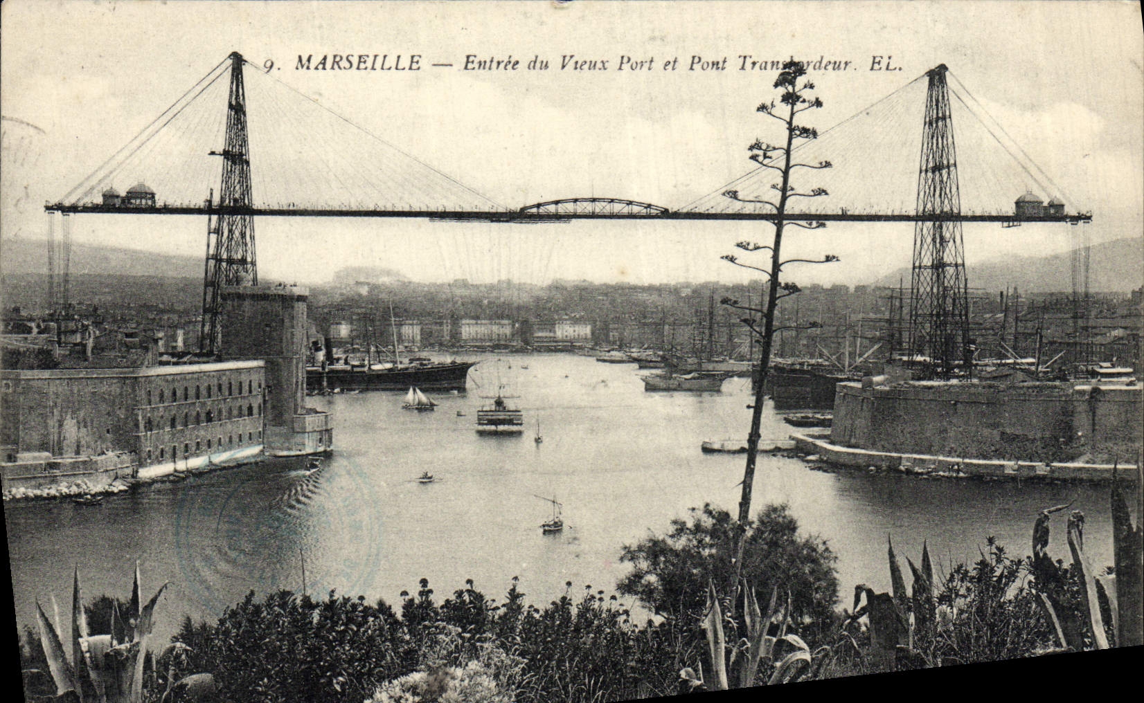 Marseille — Entrée du Vieux Port et Pont Transyardeur — Éditeur E.L.
