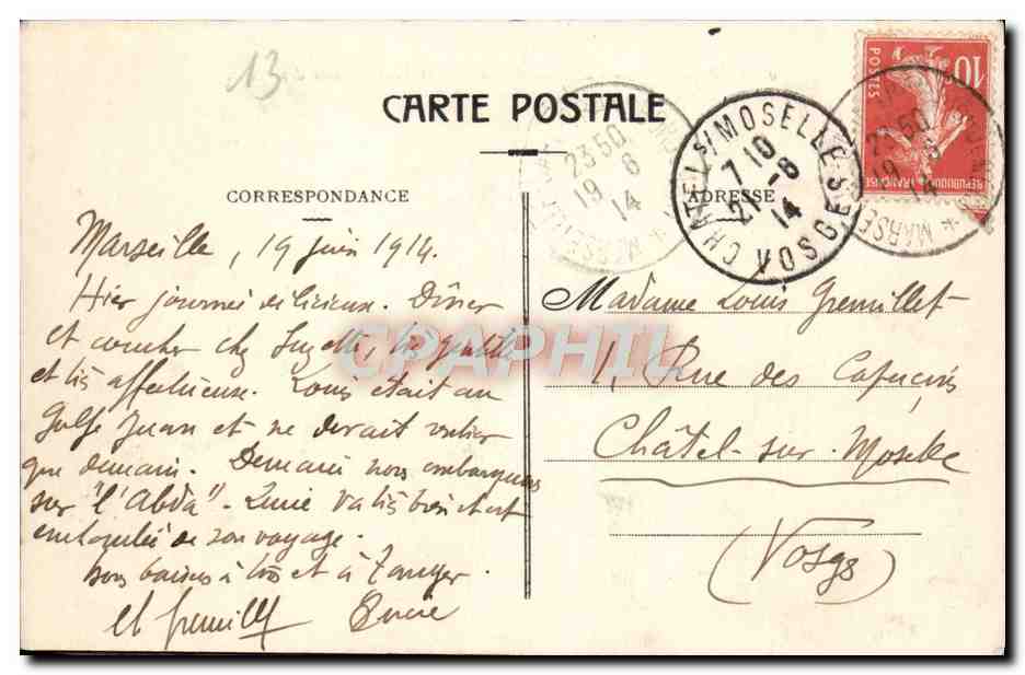 Marseille — Entrée du Vieux Port et Pont Transyardeur — Éditeur E.L. — Verso