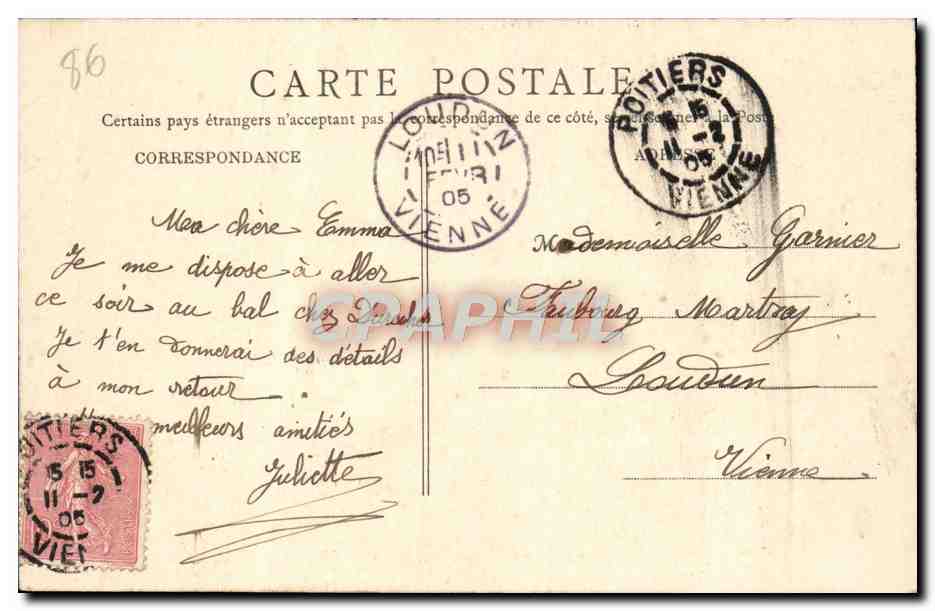 Poitiers — Palais de Justice — B. J. C., Paris, n°41 — Verso