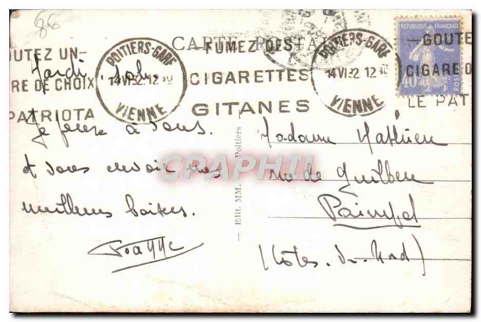 CPA Poitiers La Pefecture  — Rückseite