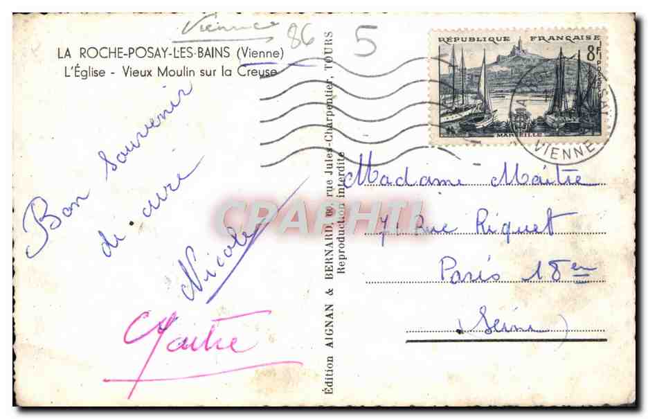 La Roche-Posay-les-Bains — L'Église - Vieux Moulin sur la Creuse — Édition AIGNAN & BERNARD, Tours — Reverso