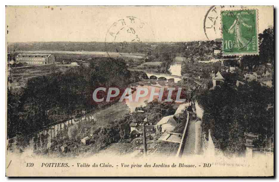 Poitiers - Vallée du Clain - Vue prise des Jardins de Blossac - BD