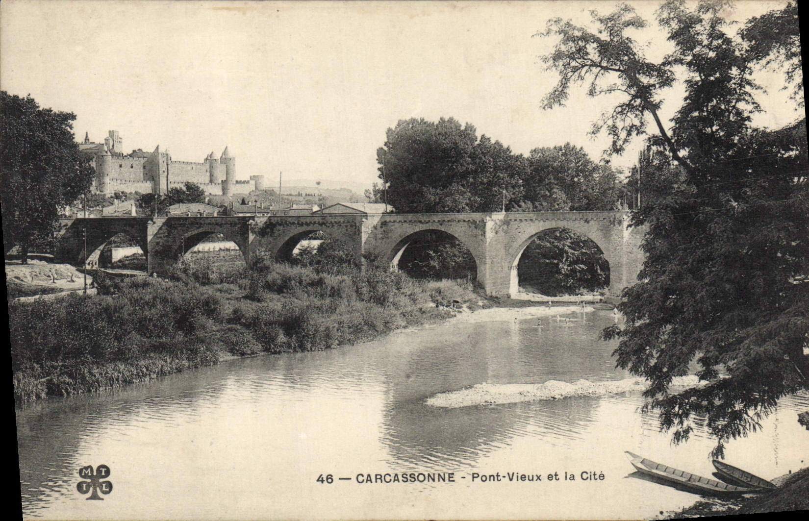 CPA Carcassonne Pont Vieux et la Cite 