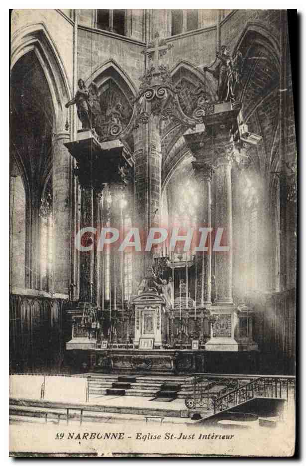 CPA Narbonne Eglise St Just Interieur