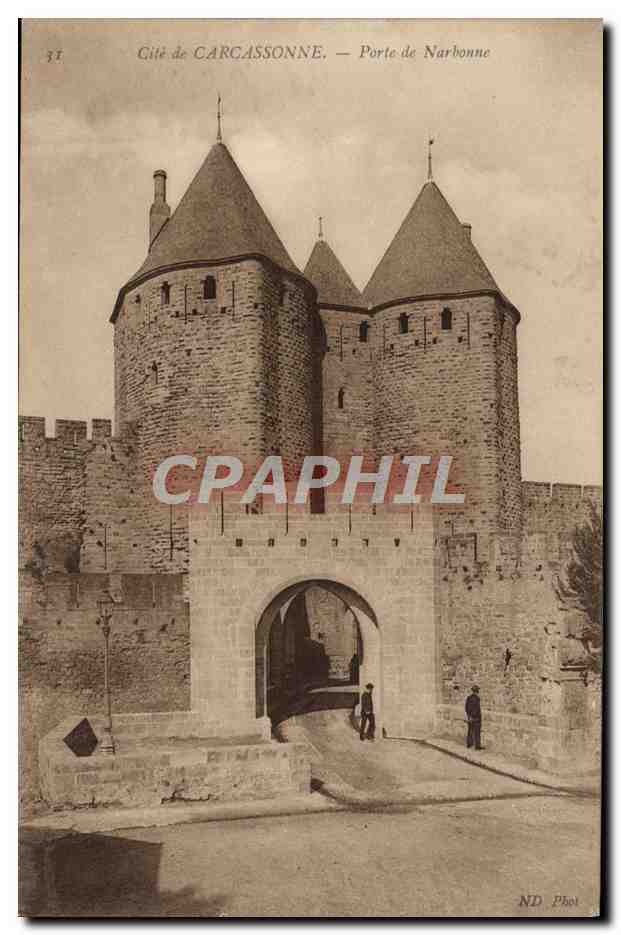CPA Cite de Carcassonne Porte de Narbonne 