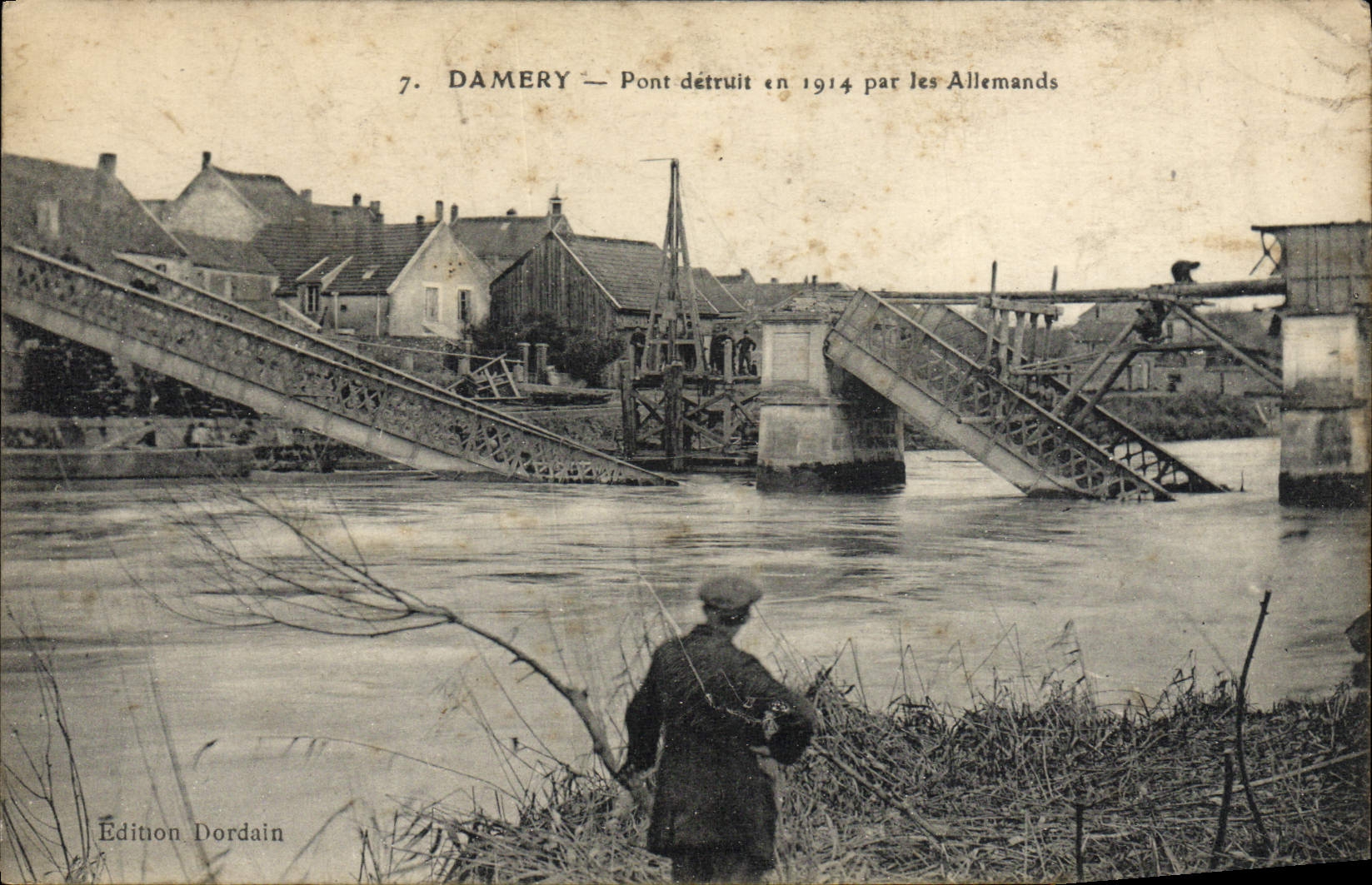 CPA Damery Pont detruit en 1914 par les Allemands Militaria