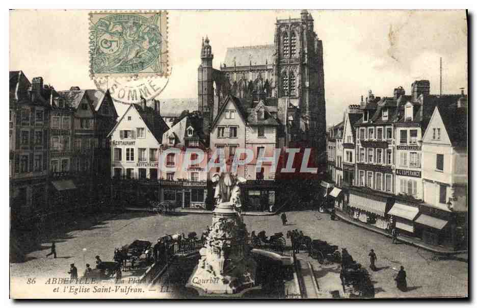 Abbeville — La Place de l'Église Courbél et l'Église Saint-Vulfran — LL