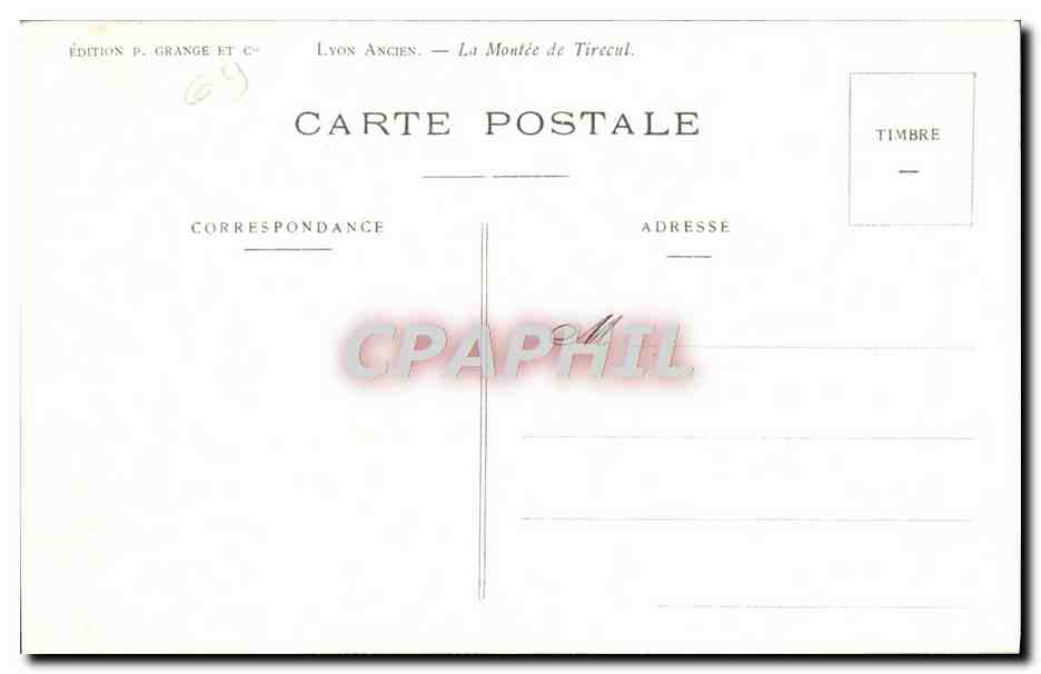 CPA Lyon Ancien La Moutee de Tirecul — Verso