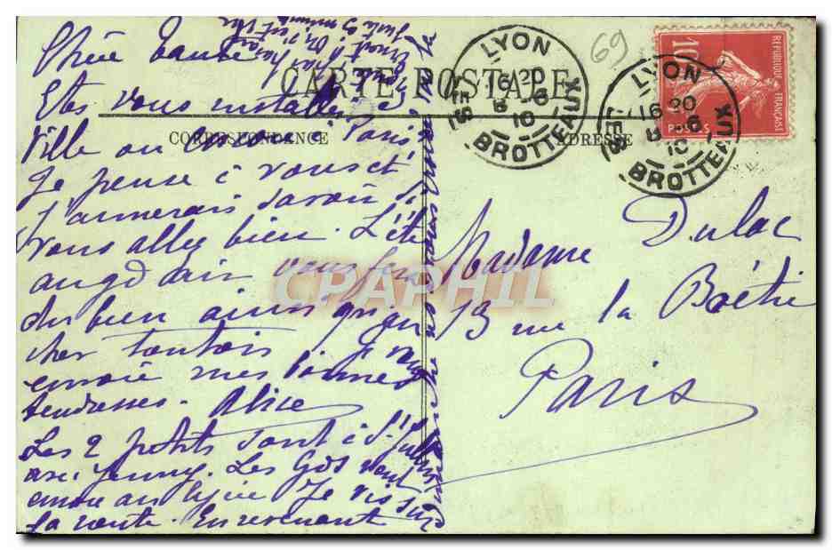 LYON — La Fontaine Bartholdi — LL. n°496 — Verso