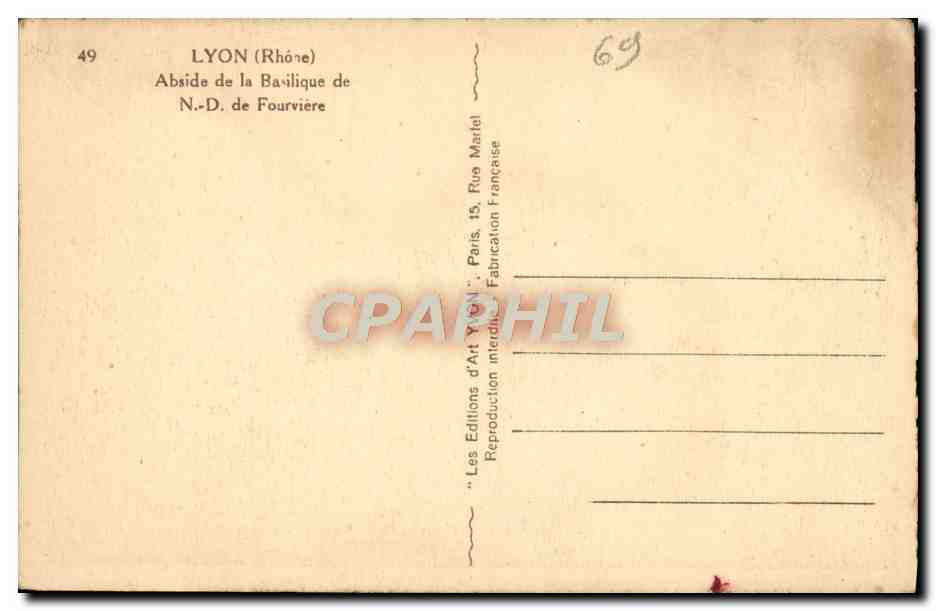 CPA Lyon Abside de la Basilique de ND de Fourviere — Rückseite