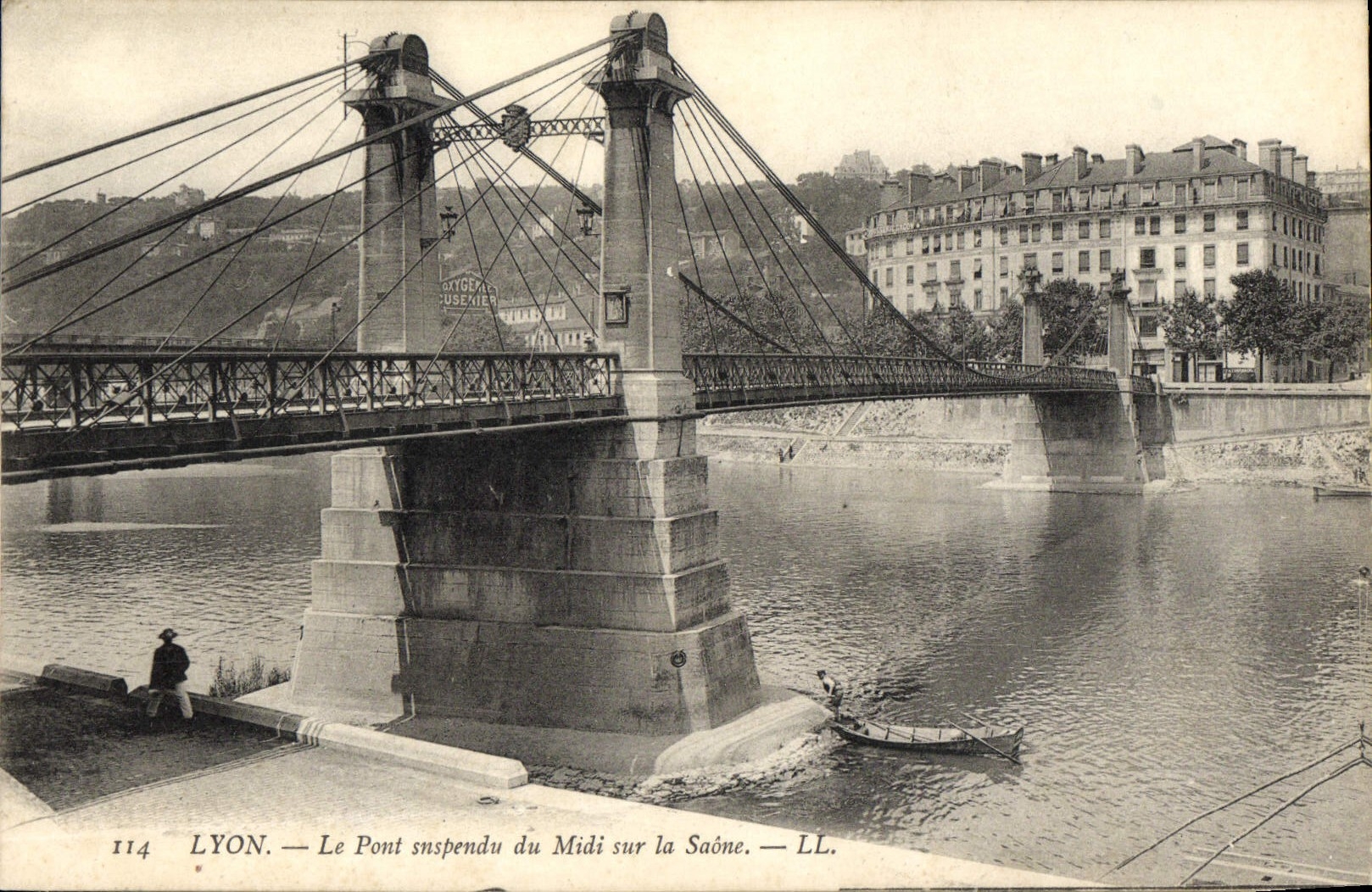 CPA Lyon Le Pont Suspendu du Midi sur la Saone